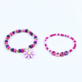 Personas de vidrio colgante de flores moradas de 14 mm brazalete de niña