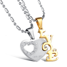 Happy love symbol stainless steel necklace couple pendant