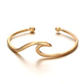 Rose gold womens ocean wave cuff bracelet