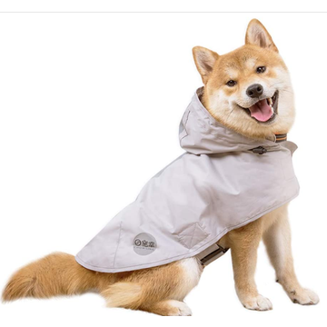 Poncho de pluie de chien gris avec capuche