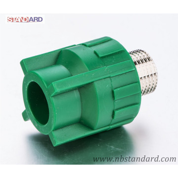 PPR Male Thread Fitting with Brass Male Insert in Green Color