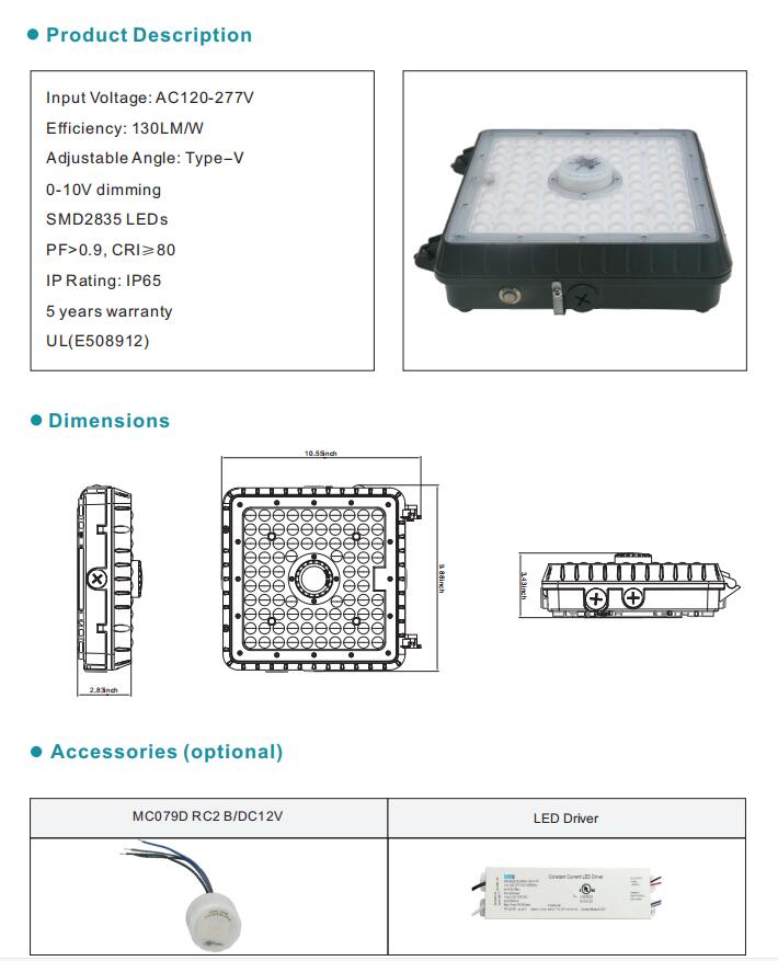 Power & CCT Tunable LED Garage Light & Gas Station Light 2