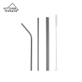 Bent and Straight Metal Straws with Cleaning Brush