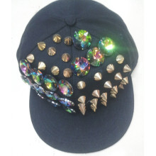 Moda cravado chapéu de acrílico snapback hip-hop strass rebite cap borda plana