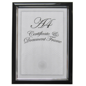 Black With Silver Line A4 Plastic Certificate Frame