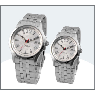 High-Grade Stainless Steel Couple Watch, Quartz Watch (15181)