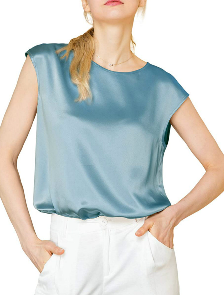 Blue Haze Silk Tops