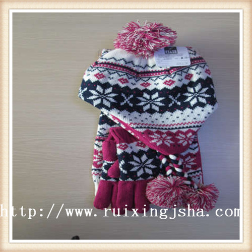 girls knitted snowflake winter set 