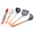 bamboo tools silicone kitchen utensils with wooden handle