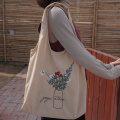 Flowers Embroidery patch Cloth Handbag Tote Shopping Bags