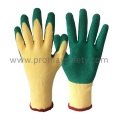 10 Gants Beige Polycotton Shell Green Latex Palm Coated Gloves