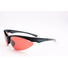 Lunettes de soleil noir brillant semi-sans rayures avec lentilles marron pour sports-16307