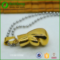 Gants de boxe or classique en acier inoxydable Collier pendentif