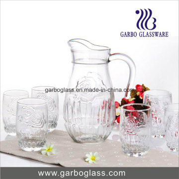 El agua de cristal 7PCS fijó con el Rose grabado en relieve