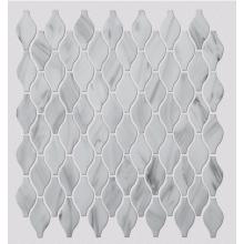 White Patterned Glass Mosaic Tiles For Shower Room