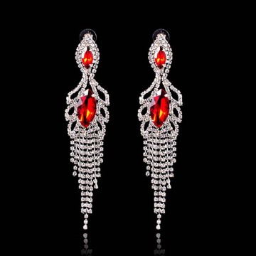 Pendants d&#39;oreilles rouge clair strass lustre Eardrop