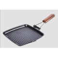 Carbon Steel Grill Pan With Wooden Handle