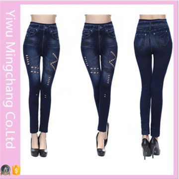 2016 alta cintura confortável emagrecimento rasgado Jeans Leggings