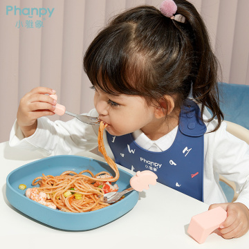 Plato de comida complementario cuadrado irrompible para niños