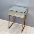 clear mirror rose gold 1 drawer bedside