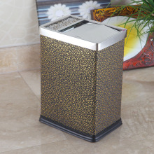 Cloud Design Leather Surrounded Stainless Steel Top Dustbin (GA-10LG)