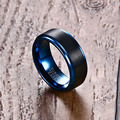 Cheap bandas de casamento de tungstênio preto e azul