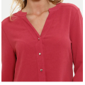 Crepe Chiffon Long Sleeve V-Neck Red Causal shirts