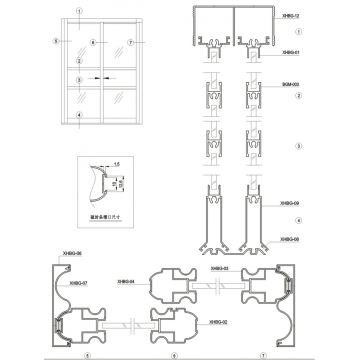 Aluminium profiles 82mm wardrobe door