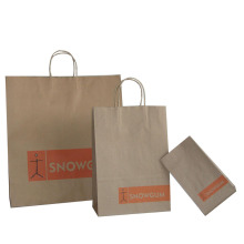 Saco de compras Brown Kraft Paper com identificador de papel