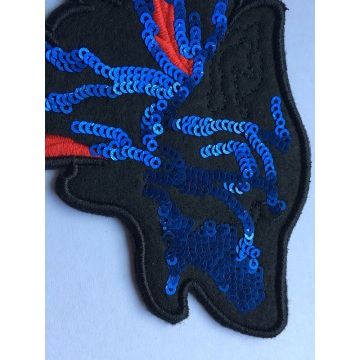 Wolf design flag sequins embroidery patches