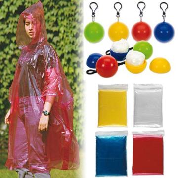 Poncho de chuva descartável PE em bola colorida