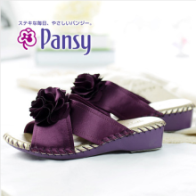 Women Slippers Indoor Slippers Pansy Shoes High End Spring / Autum Red / Black / Purple Flower Wedding Indoor Japanese Style