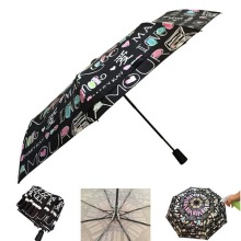 Auto Open 3 Fold Cor Mudando Umbrella