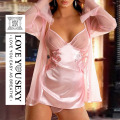 Lingerie sexy rose en dentelle en dentelle tissu babydoll robe