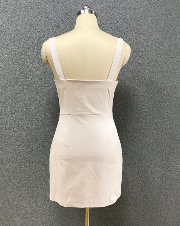 Polyester Woven Plain Sexy Slim Dress