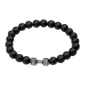 Black agate stone fit life dumbbell bracelet