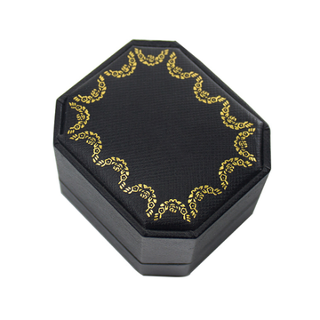 Luxury Gold Stamping Black Paper Gift Ring Box