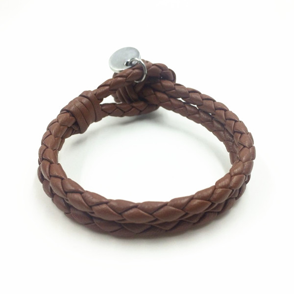 Mens Fashion Monkey Fist Knot Brown Leather Bracelet