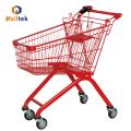 Red Colourful Supermarket Shopping Trolley with coin lock