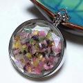 Tourmaline Chips Pocket Watch Forma Pingente Desejando Colar De Garrafa