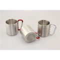 Stainless Steel Mug Cup With Carabiner Clip Handle