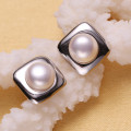 Square Freshwater AAA Button Fashion Fancy Pearl Earring