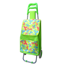 flower printing and folding shopping trolley bag with 2 whe