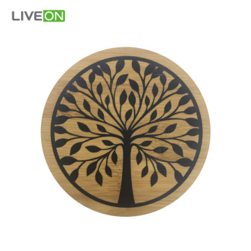 Tea & Drink Round Bamboo Coaster Set