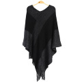 Elegante poncho de chal de punto de mujer