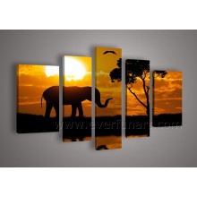 Wall Decor Handmade African Elephant Oil Painting