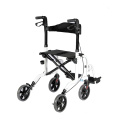 Folding Manual Wheelchair Walker with Seat and Footrest