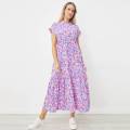 Womens Fashion All-over Flowers Printed Long Dresses