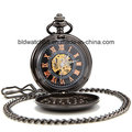 Reloj de bolsillo negro completo de los hombres de los números de la flor de la vendimia del vintage para el regalo