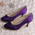 Closed Toe Navy Satin Shoes for Wedding